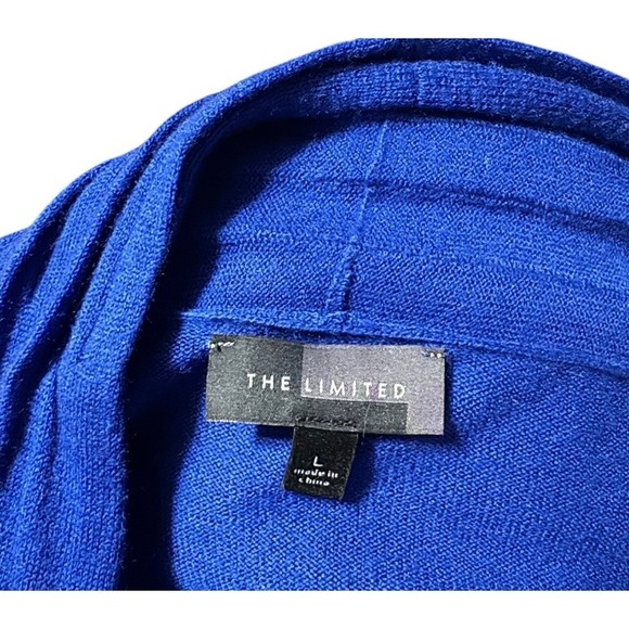 THE‎ LIMITED Royal Blue Long Sleeve Wrap Sweater Cardigan Womens Size L - Picture 3 of 5